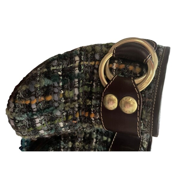 COACH CLAUDE BOUCLE TWEED LEATHER MULE SLIDE BOOT HIGH HEEL GREEN 8 - Picture 5 of 9